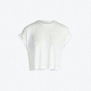 Sandro NWT Women's White 100% LINEN Cropped MAURICE Top, Size 3 (8/LG)